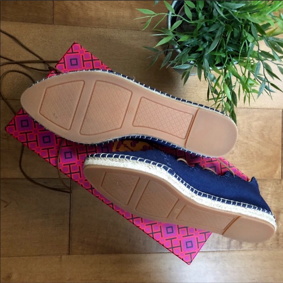 TORY BURCH Sonoma Ankle Wrap Espadrille denim flat - Picture 7 of 8